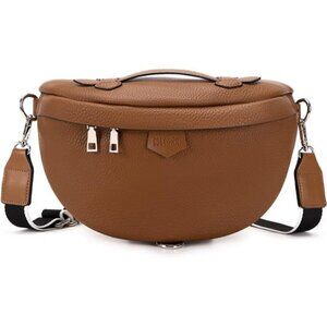 Leather Crossbody Bag for Women Fanny Pack Sling Purse Shoulder Chest Travel Bag